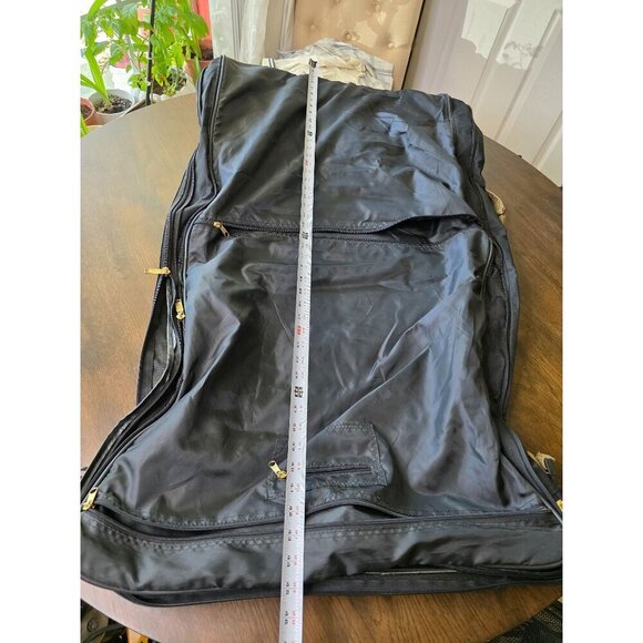 Verdi Tweed & Leather Folding 2-Suiter Garment Bag with Shoulder Strap - Picture 6 of 13